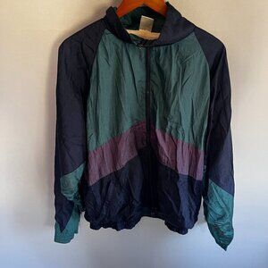 Vintage 80-90s nylon jacket windbreaker Size M Green, Purple, Navy Lined Hi-Tech